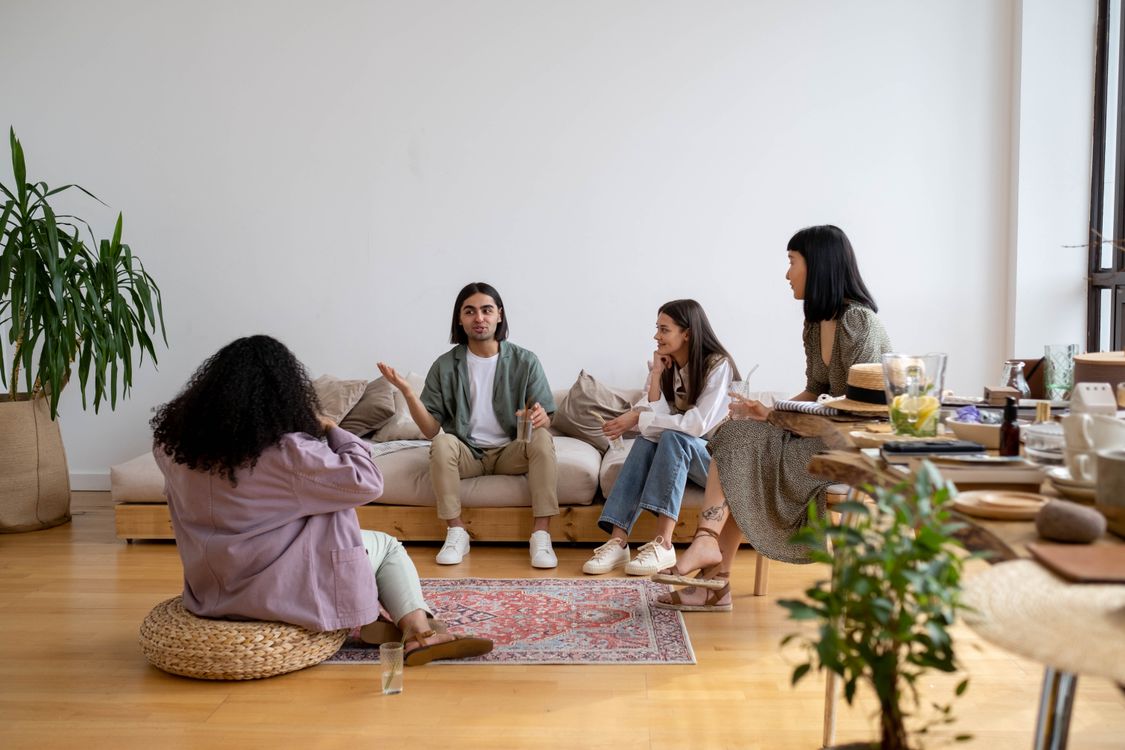 Adult siblings talking together about their mother's care