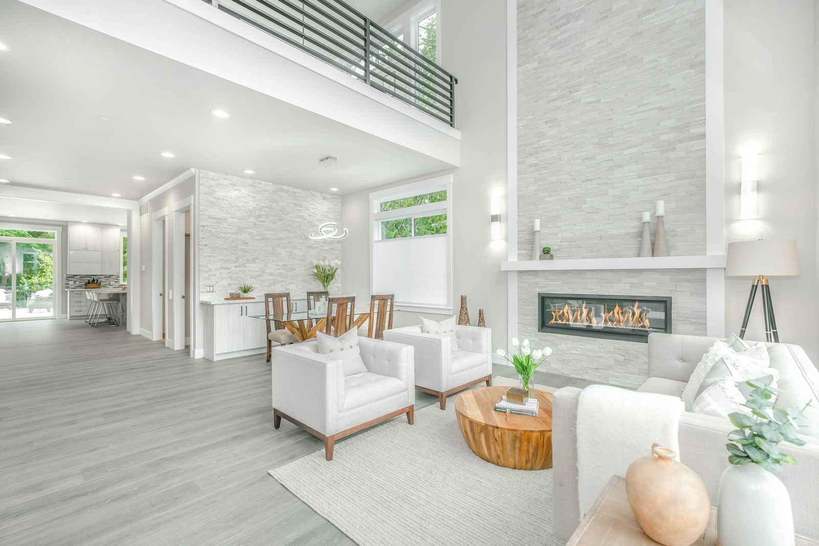 Bright, elegant living room with comfortable seating and natural light